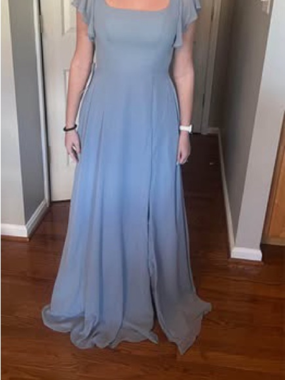 Azazie Sky Blue Square-Neck Maxi Dress